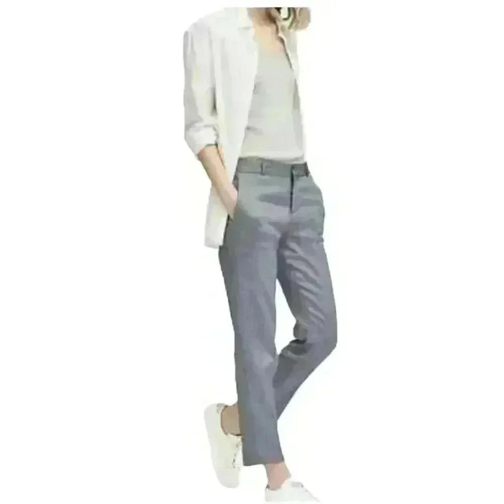 Banana Republic Avery Fit Women's Blue/White Twill Linen/Cotton/Spandex Pants